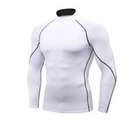 Shirt Manche Longue Homme Chemise De Compression À Col Roulé For Hommes, Sous-vêtements D'entraînement À Manches Longues, Collants For Basket-ball, Course À Pied, Couche De Base Athlétique(WHITE,XL)