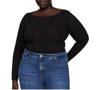 Tommy Hilfiger T-Shirt Manches Longues Femme Slim Fit Col Ras-du-Cou, Noir (Black), M