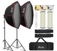 Shirtal Kit d'éclairage pour Photographie - Octange - 94 cm - avec Grille en nid d'abeille - 110 W - 2700 K - 6500 K - 11000 lux - Intensité Variable - Lampe prismatique LED et télécommande