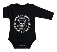 Shirtgeil Body bébé manches longues Daddy's Original - Fils d'un motard cadeaux papa 0-3 mois noir