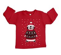 Shirtgeil Chemise à Manches Longues pour bébé Pingouin de Noël avec Renne Pull de Noël pour bébé Fille Garçon 12-18 Mois Rouge