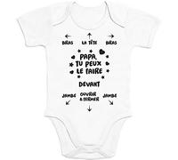 Shirtgeil Papa, Tu Peux Le Faire - Cadeau pour Le Nouveau Père Body Bébé Manche Courte 3-6 Mois Blanc