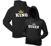 Shirtoo Pull à capuche King Queen - Sweat à capuche noir pour couple, cadeau de Saint-Valentin, anniversaire, anniversaire de mariage, King Noir, S