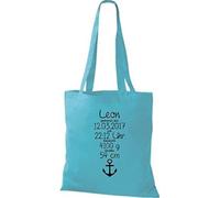 Shirtstown Sac en Tissu un Cadeau Génial Naissance avec Tes Personnels Initilien Ancrage - bleu clair, 38 cm x 42 cm