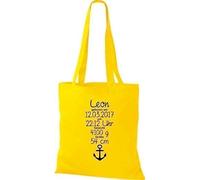 Shirtstown Sac en Tissu un Cadeau Génial Naissance avec Tes Personnels Initilien Ancrage - jaune doré, 38 cm x 42 cm