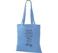 Shirtstown Sac en Tissu un Cadeau Génial Naissance avec Tes Personnels Initilien Bottillons - Ciel, 38 cm x 42 cm