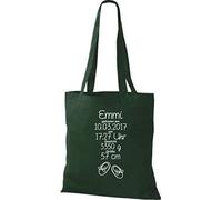 Shirtstown Sac en Tissu un Cadeau Génial Naissance avec Tes Personnels Initilien Bottillons - Gruen, 38 cm x 42 cm