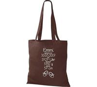 Shirtstown Sac en Tissu un Cadeau Génial Naissance avec Tes Personnels Initilien Bottillons - Marron, 38 cm x 42 cm
