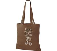 Shirtstown Sac en Tissu un Cadeau Génial Naissance avec Tes Personnels Initilien Bottillons - marron clair, 38 cm x 42 cm