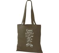 Shirtstown Sac en Tissu un Cadeau Génial Naissance avec Tes Personnels Initilien Bottillons - Olive, 38 cm x 42 cm