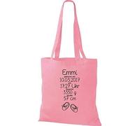 Shirtstown Sac en Tissu un Cadeau Génial Naissance avec Tes Personnels Initilien Bottillons - rose, 38 cm x 42 cm