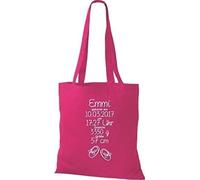Shirtstown Sac en Tissu un Cadeau Génial Naissance avec Tes Personnels Initilien Bottillons - rose, 38 cm x 42 cm