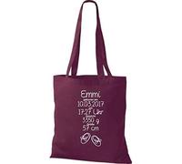 Shirtstown Sac en Tissu un Cadeau Génial Naissance avec Tes Personnels Initilien Bottillons - Rouge Bordeaux, 38 cm x 42 cm