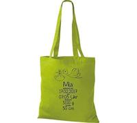 Shirtstown Sac en Tissu un Cadeau Génial Naissance avec Tes Personnels Initilien Cigogne - citron vert, 38 cm x 42 cm