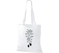 Shirtstown Sac en Tissu un Cadeau Génial Naissance avec Tes Personnels Initilien Empreinte - Blanc, 38 cm x 42 cm