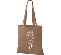 Shirtstown Sac en Tissu un Cadeau Génial Naissance avec Tes Personnels Initilien Empreinte - caramel, 38 cm x 42 cm