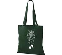 Shirtstown Sac en Tissu un Cadeau Génial Naissance avec Tes Personnels Initilien Empreinte - Gruen, 38 cm x 42 cm