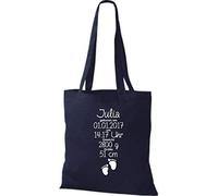 Shirtstown Sac en Tissu un Cadeau Génial Naissance avec Tes Personnels Initilien Empreinte - Marine, 38 cm x 42 cm