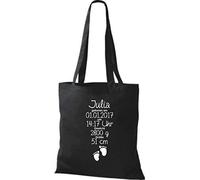 Shirtstown Sac en Tissu un Cadeau Génial Naissance avec Tes Personnels Initilien Empreinte - Noir, 38 cm x 42 cm