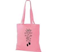 Shirtstown Sac en Tissu un Cadeau Génial Naissance avec Tes Personnels Initilien Empreinte - rose, 38 cm x 42 cm