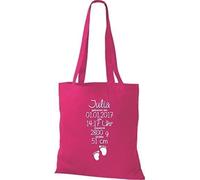 Shirtstown Sac en Tissu un Cadeau Génial Naissance avec Tes Personnels Initilien Empreinte - rose, 38 cm x 42 cm