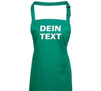 Shirtstown Tablier, avec Votre Désir du Texte Idéal pour Amateur ou Professionnel Cuisiniers, Coton, eméraude, 72 cm x 86 cm