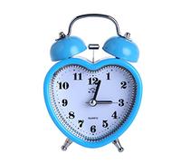 SHISEDECO Réveil à quartz analogique silencieux de 7,6 cm à double cloche, fonctionne avec piles, pour enfants, personnes âgées, dormeurs lourds, décorations pour chambre à coucher, salon (bleu)