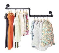 SHISHI 1 Pièce Tringle à Vêtement Métal Noire, 100 cm Portant a Vetement Murale, Tringle Penderie Industrielle, Porte-Manteaux Stable pour Entrée,Magasins,Maison,Balon,Vestiaire (Forme en Z)