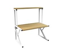 SHISHI Étagères à Épices en Métal, Support à Micro-Ondes, Étagère de Cuisine Comptoir, Porte-épices, Étagère de Rangement pour Micro-Ondes, Support de Rangement Cuisine (Blanc-bois, 54×34,5×65 cm)