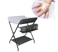 SHISHI Tables à langer sur Pieds Portable et Pliable, Table a langer avec Espace de Rangement, Protégeant Colonne Lombaire (Gris-noir C, 79×55×96 cm)