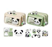 Shitafe 2 Pièces Trousse Scolaire Panda, Trousse à Crayons de Grande Capacité, Étui À Crayons Panda Kawai-i, Sac à Crayons école Trousse Panda avec Plusieurs Compartiments pour Filles et garçons