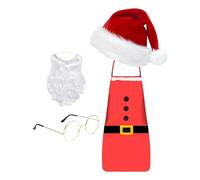 Shitafe Costume de Père Noël pour Homme | Tablier Barbe Ensemble de Noël | Chapeau Tablier Barbe Lunettes Costume | Adulte Fête Cosplay