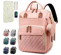 SHITIESHOU Sac à dos à langer pour bébé, fille, garçon, sac à langer pour papa, maman, avec coussinet, 16 poches, étui à tétine, grand sac à langer unisexe pour voyage (orange rose)