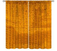 ShiTingYu Lot de 2 rideaux égyptiens antiques hiéroglyphes lettres de l'alphabet cool en tissu polyester pour salon, chambre à coucher, cuisine, maison - 106,7 x 114,3 cm