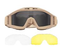 SHITOOMFE Airsoft Goggles anti-brouillard, Airsoft Goggles Réglable Sécurité anti-brouillard avec 3 lentilles interchangeables pour la chasse à cyclisme