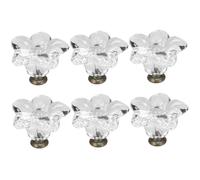 SHITOOMFE Boutons de tiroir, boutons de fleur 6pcs 1, 34x1, 81 pouce mignon fleur acrylique transparent en forme pour les tiroirs commode armoires