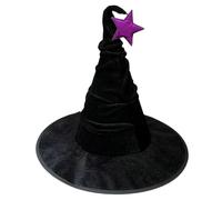 SHITOOMFE Chapeau de sorcière 15 Black Felt Wizard Chapeau avec Purple Star Halloween Costume de sorcière Femmes pour la fête cosplay