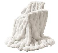 SHITOOMFE Couverture, Couverture Double Face épaisse Thermique d'hiver 130 x 160 cm en Polyester de Couleur Unie, Douce pour la Maison, Le Bureau, Le canapé, Le lit, la Sieste, Blanc