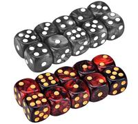 SHITOOMFE D6 Dice 20pcs 16 mm Motif de Perle 6 siares Dice Set Acrylique Round Corner Dice Games avec 1 à 6 pips Funny Games pour Les Fournitures de fête