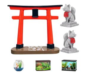 SHITOOMFE Décor Japonais, décoration Japonaise, Simulation de résine Torii Gate et Statue de Renard, Mini-Zen Accessoires de Jardin pour bonsaï, Table de Sable, Jardin, Aquarium, Aquarium