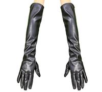 SHITOOMFE Gants longs noirs, longs gants en cuir pour femme, doublure en polaire PU, écran tactile en cuir chaud pour cosplay, opéra, soirée formelle, fête costumée