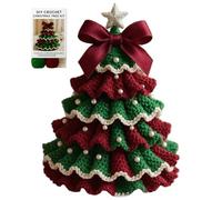 SHITOOMFE Kit à tricoter pour les adultes débutants, kit de tricot arbre de Noël pour les débutants avec des nœuds bricolage bown est facile pour les adultes décorations vacances Noël, rouge + vert