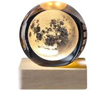 SHITOOMFE Lampe en, lumière de nuit en 3D avec base de lumière LED colorée, lampe de la sphère de lune, lumière à balle à LED pour décoration de la chambre à coucher, cadeaux d'anniversaire lam