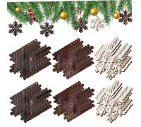 SHITOOMFE Ornements de Noël en Bois, 36pcs Ornements de Flocon Neige en Bois, Suspension Flocon Neige pour Arbre pour la Maison d'hiver décoration Vacances Artisanat