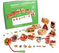SHITOOMFE Perles de laçage Perles en Bois Fruits et légumes Lacing Toys avec Corde et Sac de Rangement pour 3 Ans Plus Jouets éducatifs Lisses pour garçons