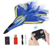 SHITOOMFE Plan de télécommande, Planeur RC, Avion à télécommande à 2, 4 GHz avec des Avions RC légers et faciles Piloter pour Les Enfants, Un Drone d'avion d' étanche, sans inclure la Batterie (Bleu)