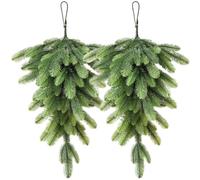 SHITOOMFE Swags de Noël, Swag de Noël 2pcs 24 x 15 Pouces artificielles à l'envers des Arbres Down Chare Swag Décorations pour la fenêtre Murale la Porte d'entrée