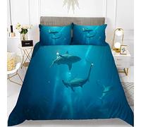 SHITOU Parure De Lit 220x240 Adulte Requin Baleine Bleue HypoallergéNique Ensemble De Literie,Douce Microfibre Housse De Couette 220x240 avec 2 Taies d'oreiller 65x65cm