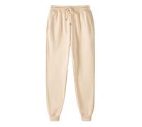 ShitouJi Pantalon de jogging pour femmes avec taille élastique unie, pantalon de survêtement décontracté rembourré unisexe avec poches, beige, XXL