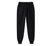 ShitouJi Pantalon de jogging pour femmes avec taille élastique unie, pantalon de survêtement décontracté rembourré unisexe avec poches, Noir , XXL